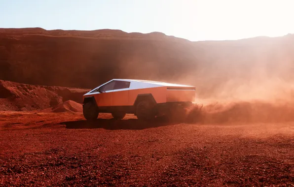 Dust, Tesla, pickup truck, 2023, Tesla Cybertruck, Cybertruck