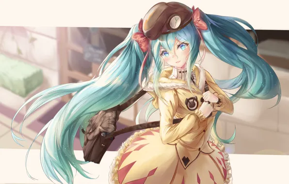 Hood, bag, vocaloid, Hatsune Miku, Vocaloid, blue hair, takes, Hatsune Miku