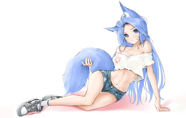 Girl, sexy, cleavage, shorts, long hair, boobs, anime, beautiful