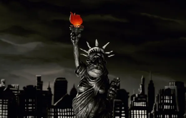 Picture cartoon, the statue of liberty, plasticine, Mary and max