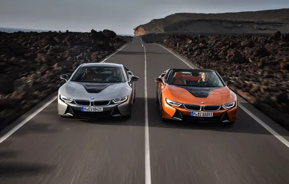 Picture road, coupe, BMW, Roadster, 2018, i8, i8 Roadster, i8 Coupe