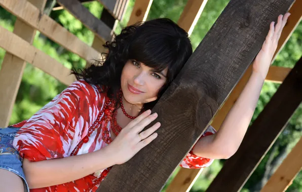 Eyes, girl, smile, brunette, lips, posing, cute