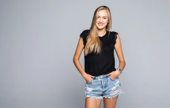 Picture girl, shorts, woman, beautiful, jeans, cute