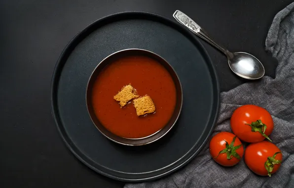 Plate, soup, tomatoes, tomatoes, serving, tomato soup