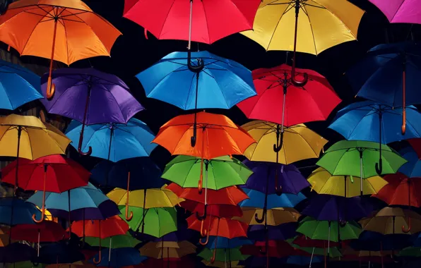 Picture background, street, umbrellas