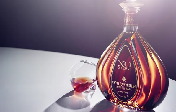 Light, glass, bottle, cognac, cognac, Courvoisier, Courvoisier