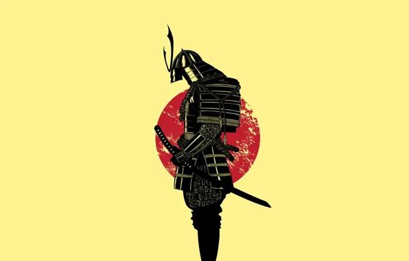 Picture the sun, sword, warrior, Samurai