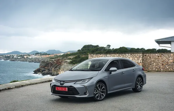 Sea, auto, coast, Toyota, Hybrid, Sedan, Corolla