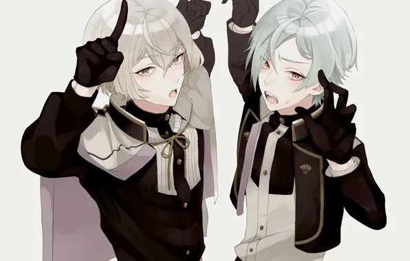 Anime, art, guys, two, characters, Touken Ranbu, Dance of swords