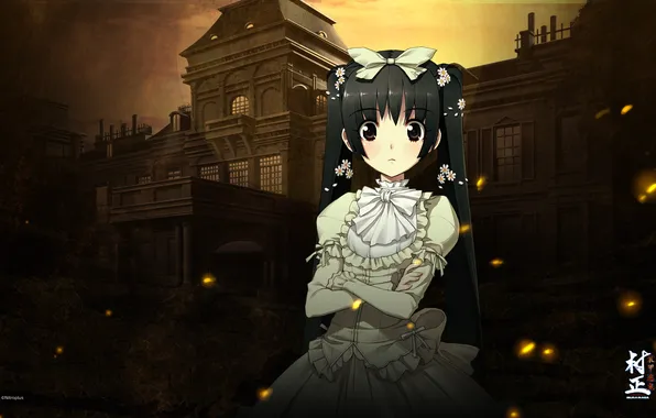 Look, girl, dress, mansion, bow, I love it, nitroplus, full metal daemon muramasa