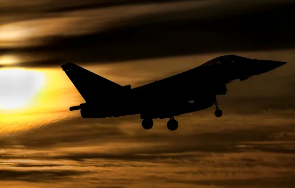 Sunset, fighter, flight, Eurofighter Typhoon, FGR4