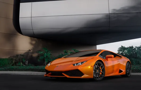 Lamborghini, Orange, Vorsteiner, Wing, Huracan, Install