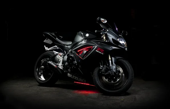 Picture black, neon, motorcycle, Suzuki, black, bike, Suzuki, GSX-R 750