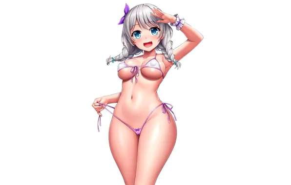 Girl, sexy, cleavage, long hair, boobs, anime, beautiful, twintails