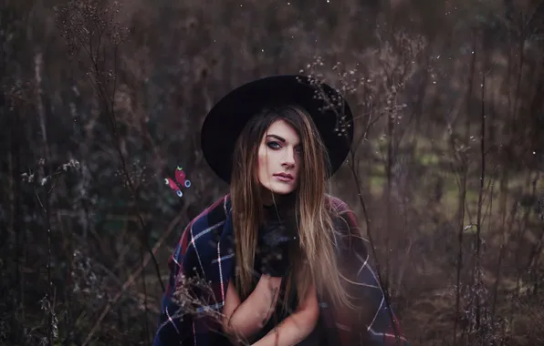 Look, butterfly, hat, Harriett