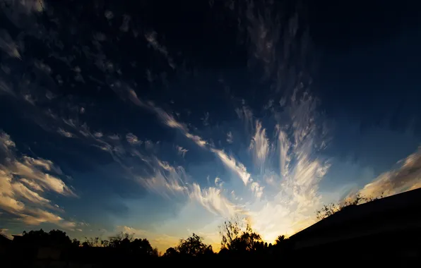 The sky, clouds, blue