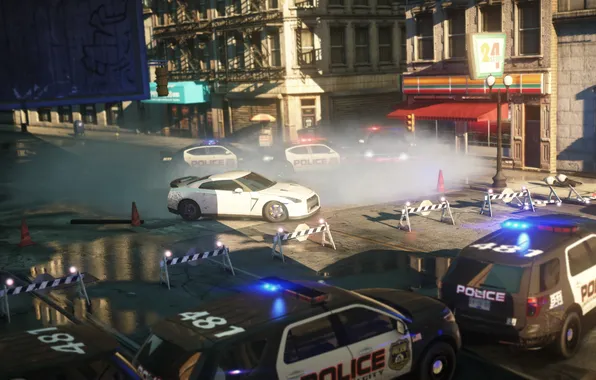 Picture road, the city, street, police, BMW, Need for Speed, Nissan, Electronic Arts