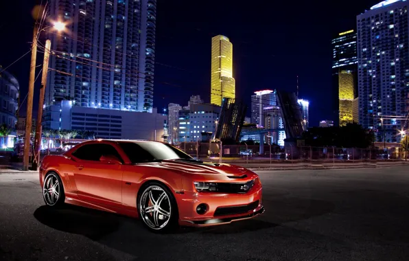 Picture night, red, the city, red, Chevrolet, camaro, chevrolet, Camaro