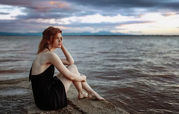 Picture Water, Girl, Look, Redhead, Brooding, Ekaterina Grabova