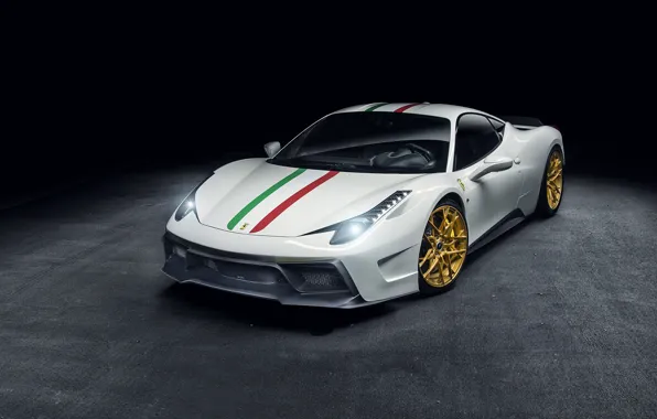 Light, Ferrari, 458, White, Scuderia, Italia