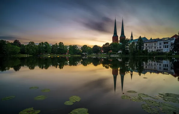 Picture pond, Germany, Church, Cathedral, Germany, Lübeck, Lübeck Cathedral