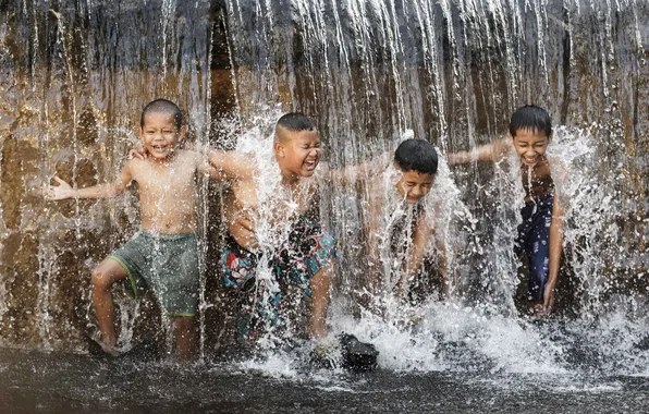 Man, child, asian, villager