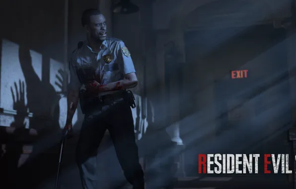 Weapons, blood, police, badge, wound, police, Resident Evil 2, 2019