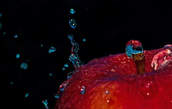 Picture water, drops, macro, Apple, splash