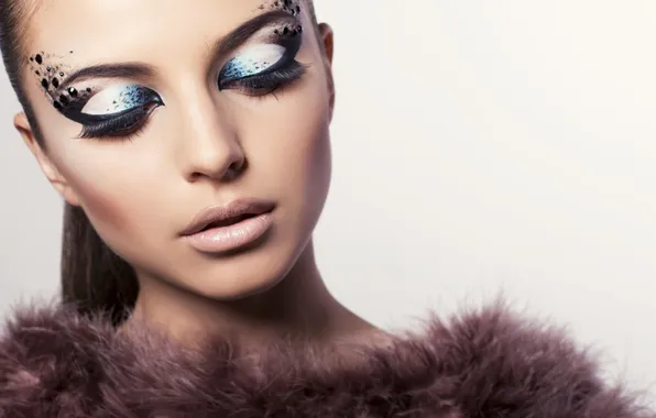 Girl, eyelashes, hair, shadow, makeup, tail, fur