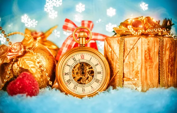 Snow, decoration, snowflakes, gift, watch
