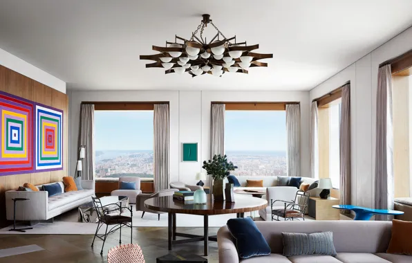 Wallpaper room, interior, megapolis, living room, Manhattan apartment ...