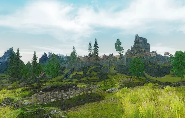 Picture landscape, figure, Skyrim, Whiterun