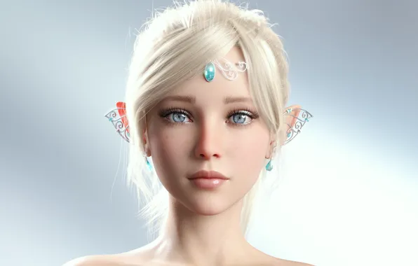 Girl, anime, beautiful, short hair, pretty, face, blonde, elf