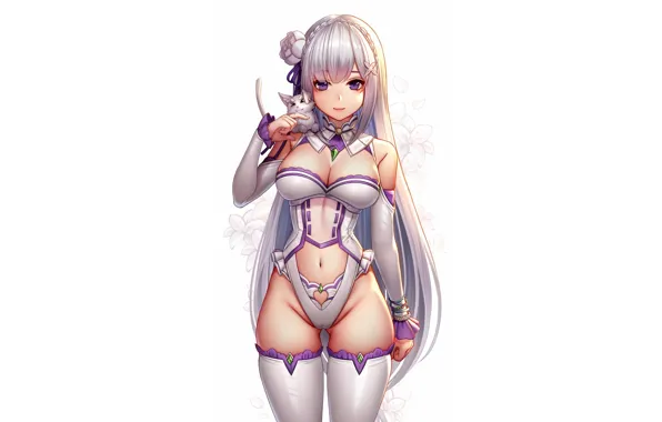 Picture girl, sexy, lingerie, Cameltoe, cleavage, thighhighs, long hair, boobs