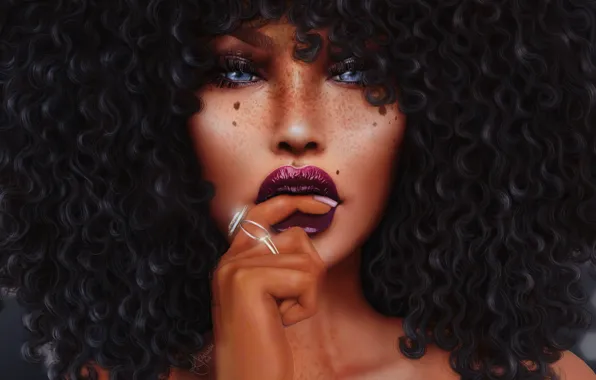 Girl, face, hair, lips
