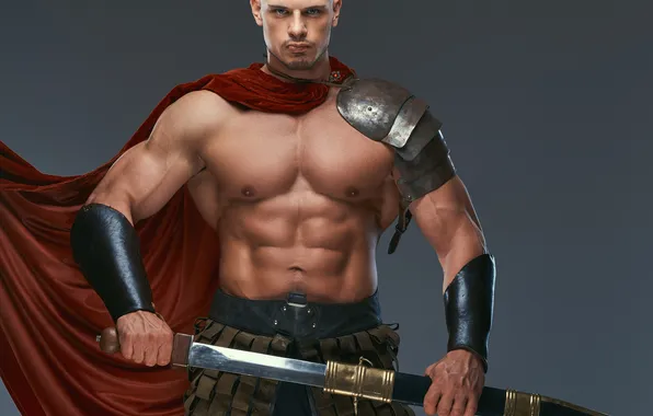 Look, Rome, Sword, Cloak, Male, Gladiator