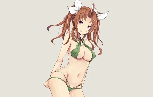 Girl, sexy, cleavage, long hair, brown hair, boobs, anime, beautiful