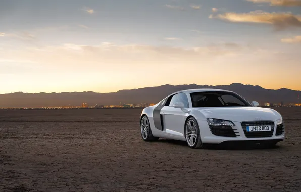Audi, desert, the evening, Audi R8, supercar