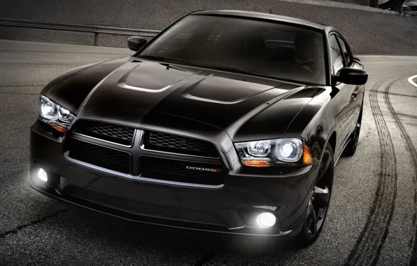 Picture road, the sky, black, 2012, Dodge, freeway, dodge, charger