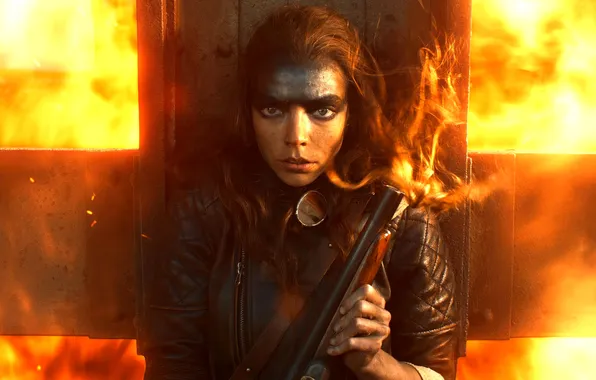 Look, weapons, flame, makeup, poster, Anya Taylor-Joy, Anya Taylor-Joy, Furiosa