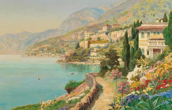 Alois Arnegger, Austrian painter, Austrian painter, oil on canvas, Alois Arnegger, Scene from Sorrento, A …