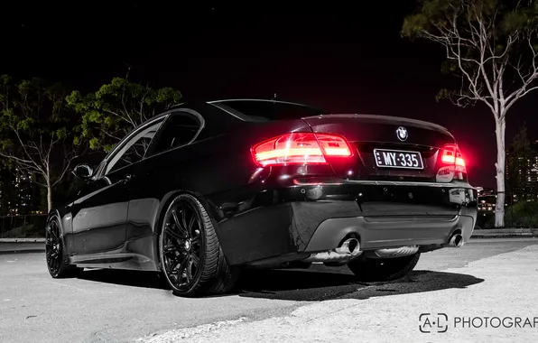 Night, BMW, BMW, black, black, tuning, 335