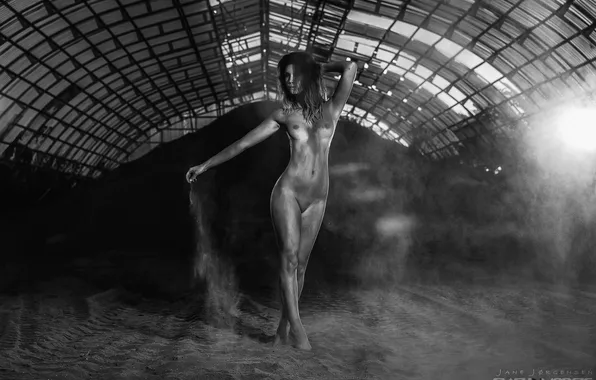 Sand, naked, Girl, dust