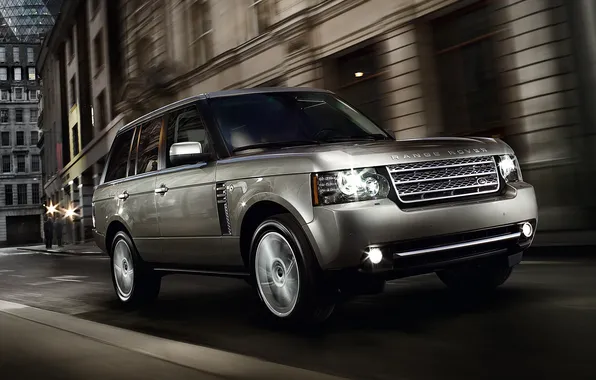 Night, reflection, Shine, Range Rover, chrome