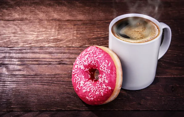 Picture coffee, hot, couples, mug, white, drink, donut