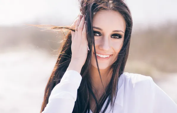 Look, girl, smile, brunette