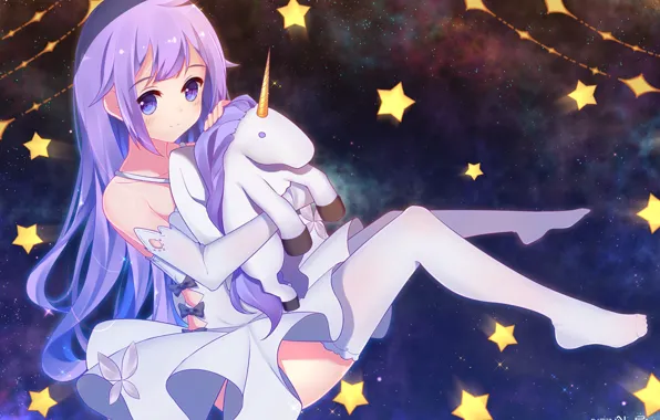 Space, anime, unicorn, girl, azur lane, hms unicorn