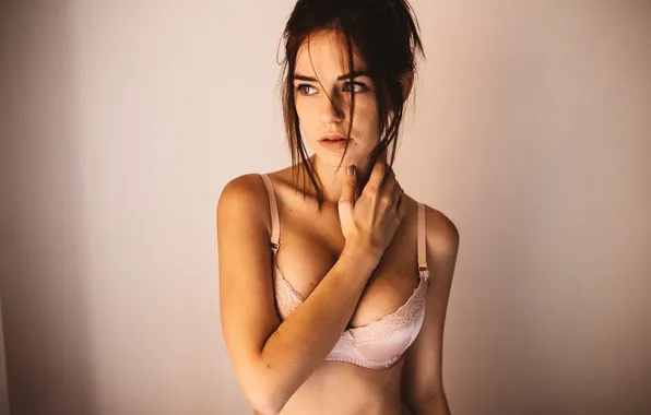 Girl, face, background, hair, linen