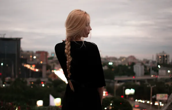 Picture the city, view, profile, braid, curls, Daniel Vereshagin