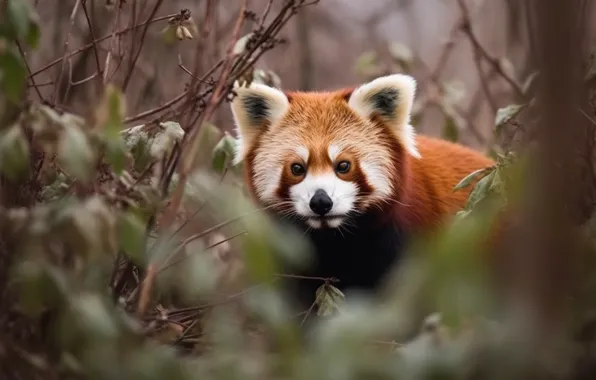 Look, branches, nature, pose, red Panda, face, red Panda, AI art
